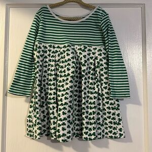 Shamrock and striped kelly green and white dress size 5-6